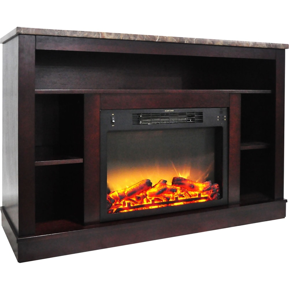 Hanover Oxford 47 In. Electric Fireplace with a Multi Color LED Insert and Mahogany Mantel