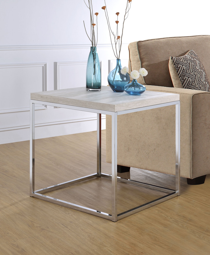 ACME Snyder End Table  Chrome   Contemporary   Side Tables And End Tables   by Acme Furniture  Houzz