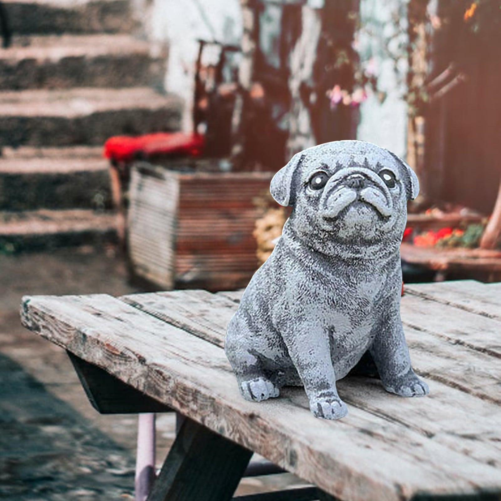 〖Follure〗Statue Garden Decor Pug Statue Garden Decor Resin Crafts Dog Figurines