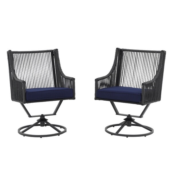 Outdoor Wicker Swivel Chairs with Cushion (Set of 2)