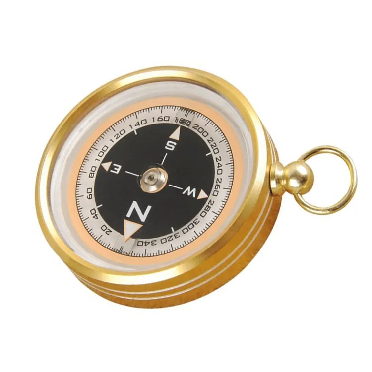 Fast shipping J50 Metal Gold Compass Pendant Outdoor Portable Mini Pocket Keychain Compass For Sale Camping Hiking