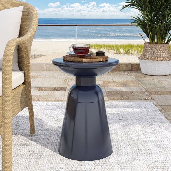 Outdoor Side Table，Cement End Tables for Patio，Garden Small Accent Decorative Stool，Table Indoor