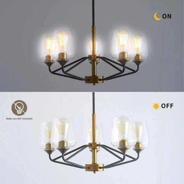 Modern Farmhouse 5-Light Iron Linear Chandelier Glass Shade Lights Shopping - The Best Deals on Chandeliers