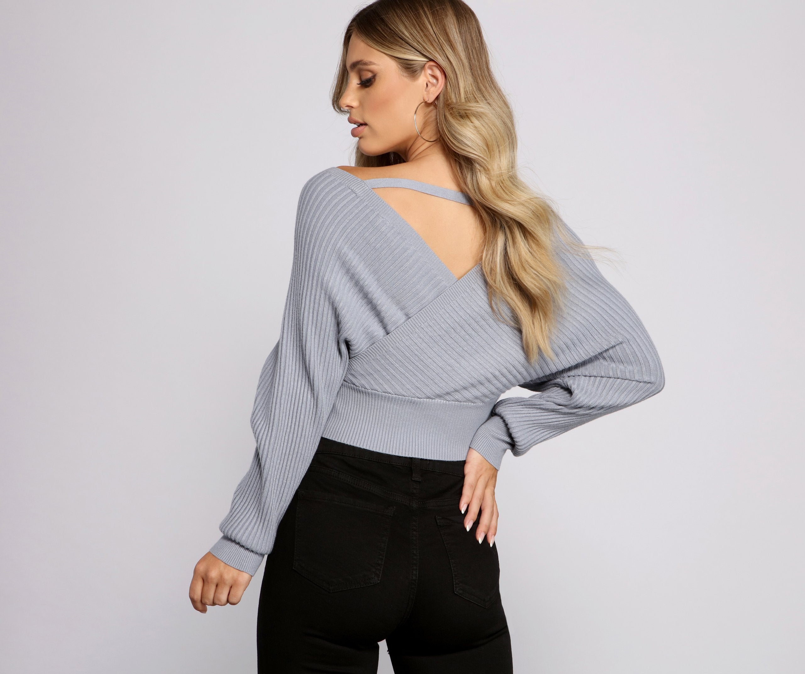 Doll It Up Open Back Ribbed Sweater