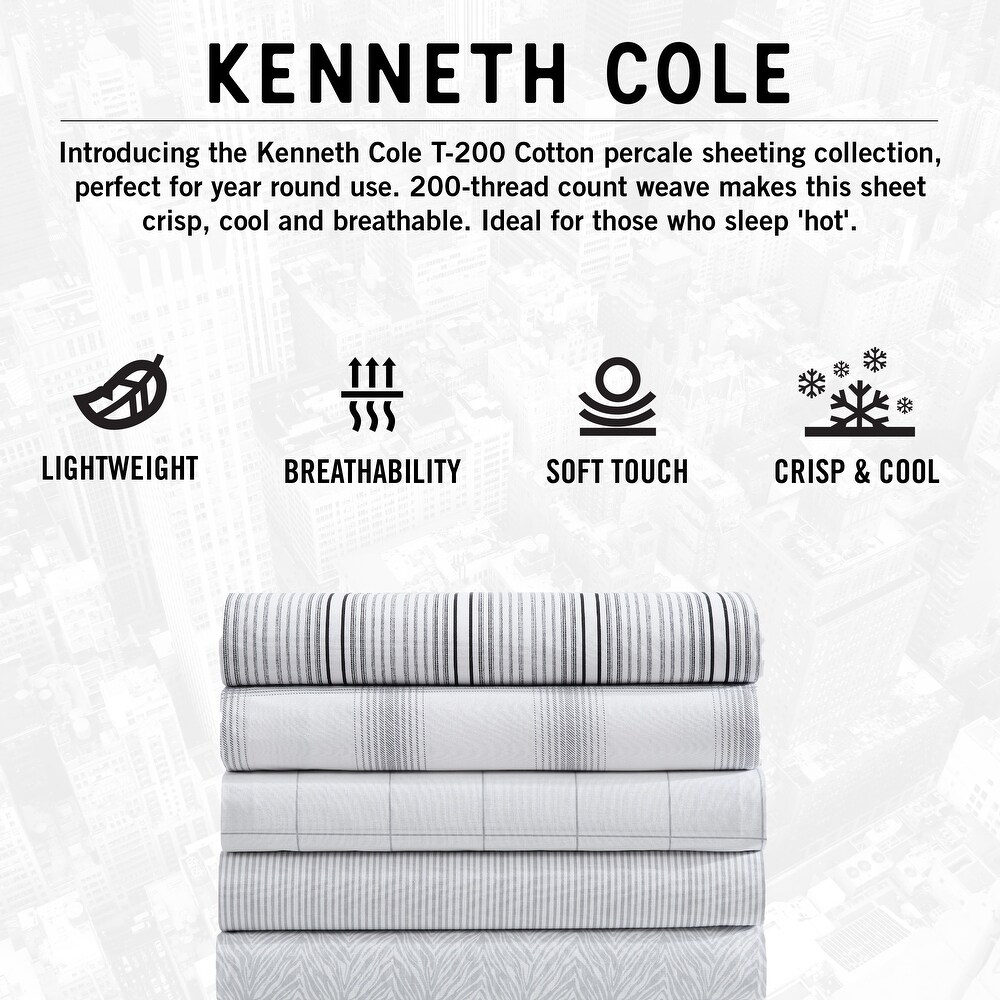 Kenneth Cole Printed Percale Cotton Sheet Set