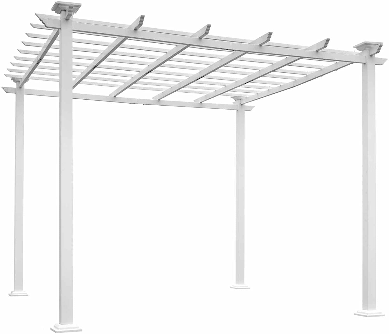 VIRUBI 10'x10' White Iron Square Patio Gazebo Garden Pergola