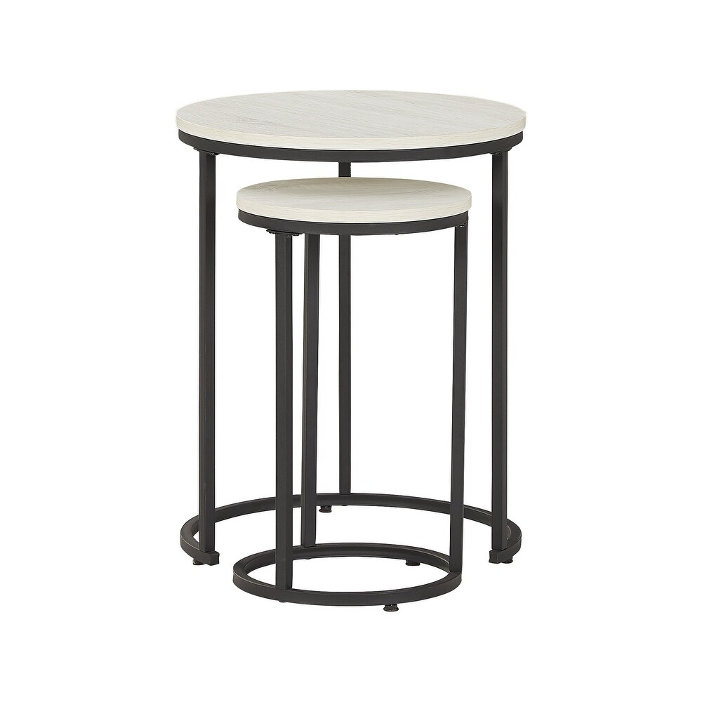 Briarsboro White/Black Nesting Accent Table Set  Set of 2   18.13x18.13x22.88 in  11.75x11.75x20 in