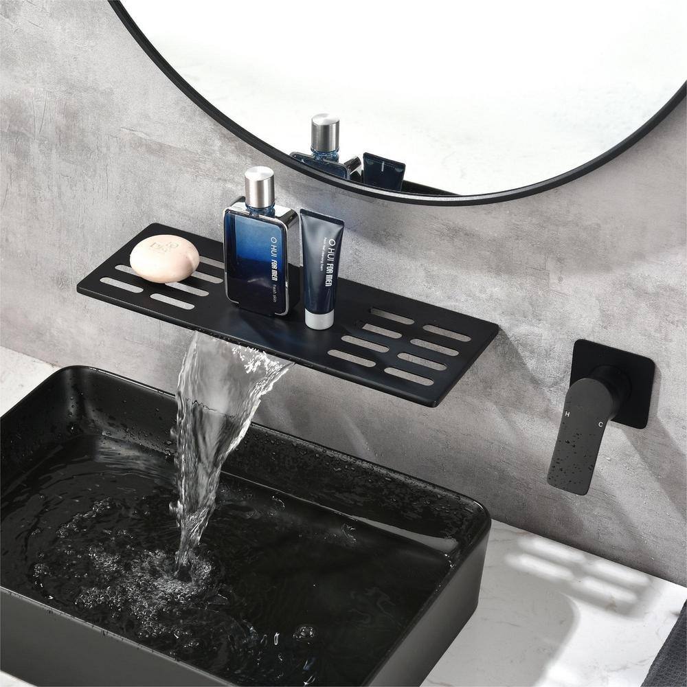 matrix decor Single Handle Wall Mounted Bathroom Faucet in Matte Black MD-2417B