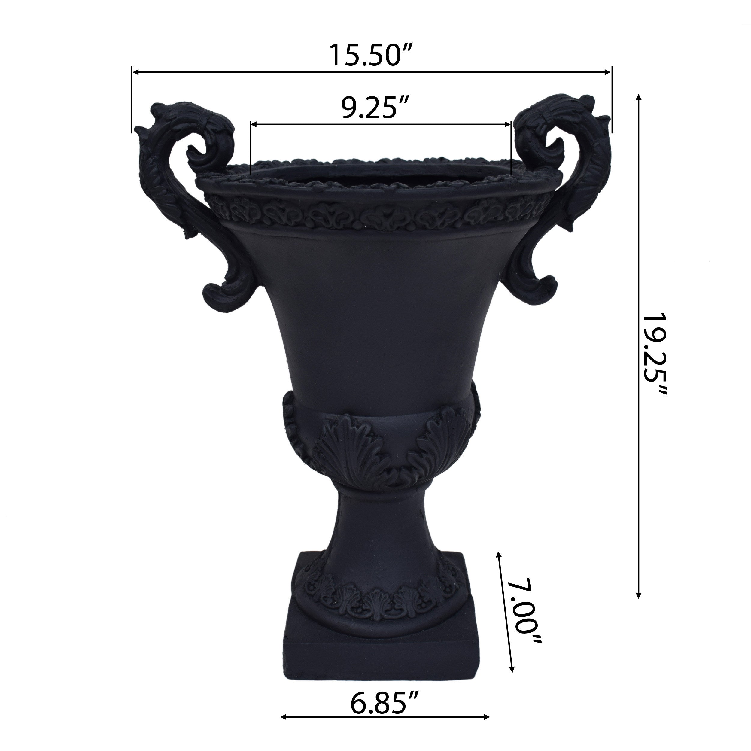 Joa Chalice Garden Urn Planter, Roman, Botanical, Lightweight Concrete