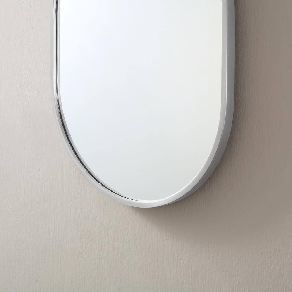 Home Decorators Collection Emmeline 24 in. W x 32 in. H Oval Framed Wall Bathroom Vanity Mirror in Brushed Nickel Emmeline MR-BN