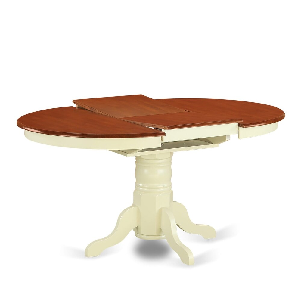 East West Furniture Kitchen Dining Table Butterfly leaf Oval Table Top and Pedestal Legs  Hardwood Table (Finish Option)