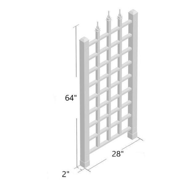 Dura-Trel 64 in. x 28 in. White Vinyl PVC Camelot Trellis 11140