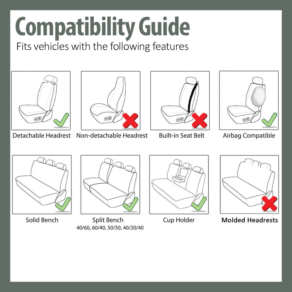 FH Group Deluxe Leatherette Padded Seat Covers For Car Truck SUV Van - Front Seats