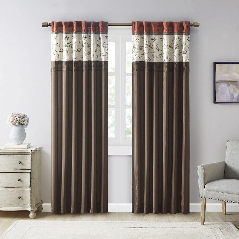 Madison Park 1-Panel Belle Light Filtering Embroidered Rod Pocket Window Curtain