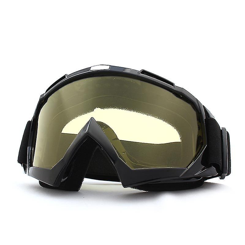 Goggles Motorcycle Mask Wind Sand Outdoor Riding Ski Goggles Military Fan Tactical Helmet - Goggles Black Frame + Reinforced Yellow Film