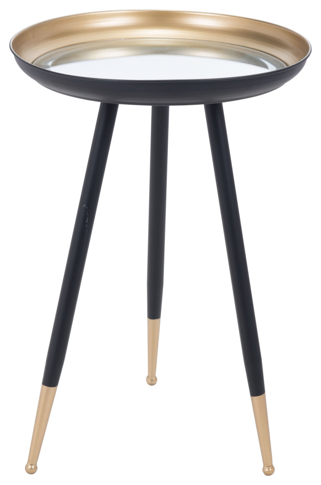 Everly Accent Table Gold and Black   Midcentury   Side Tables And End Tables   by Sideboards and Things  Houzz