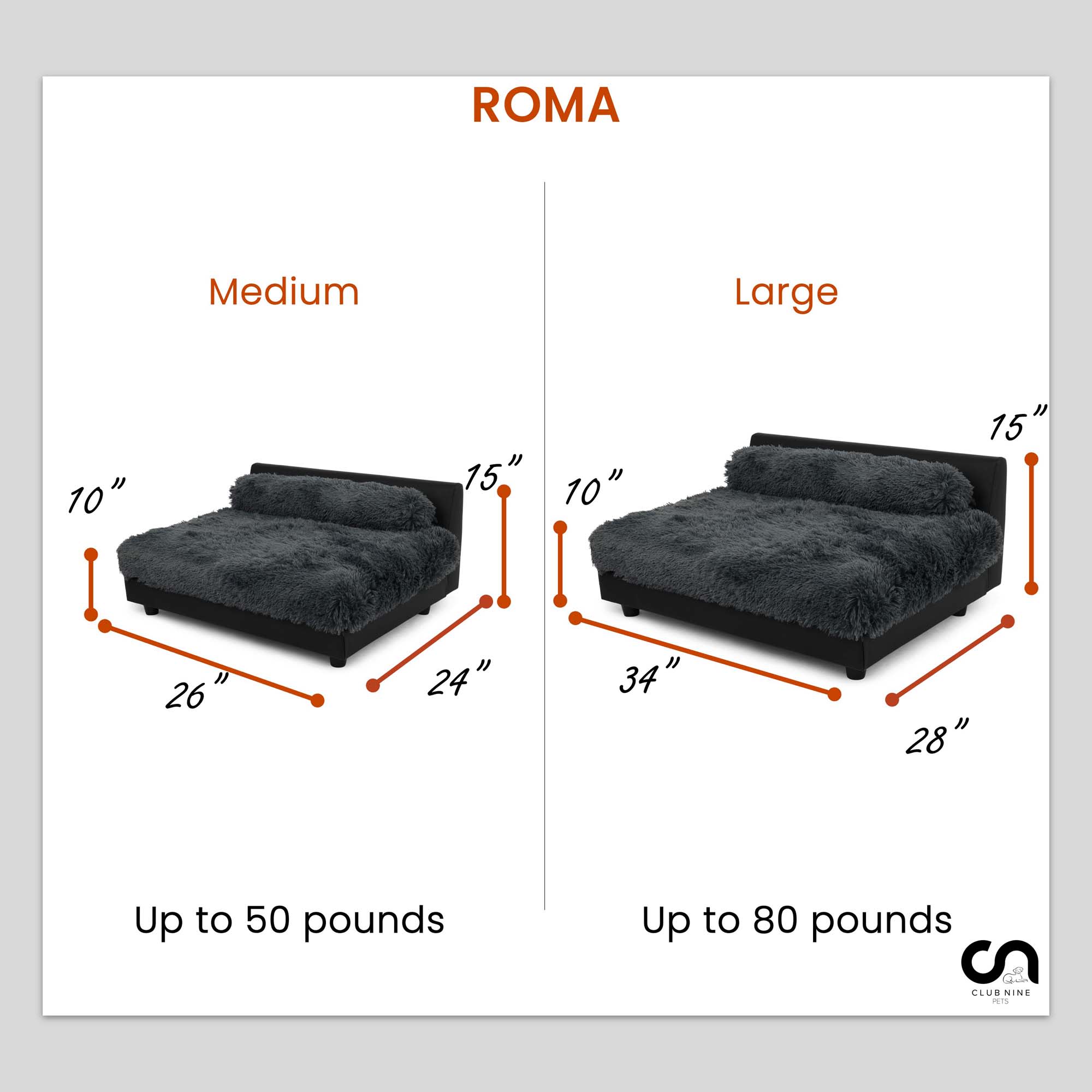 CLUB NINE PETS Roma Orthopedic Dog Bed， 21