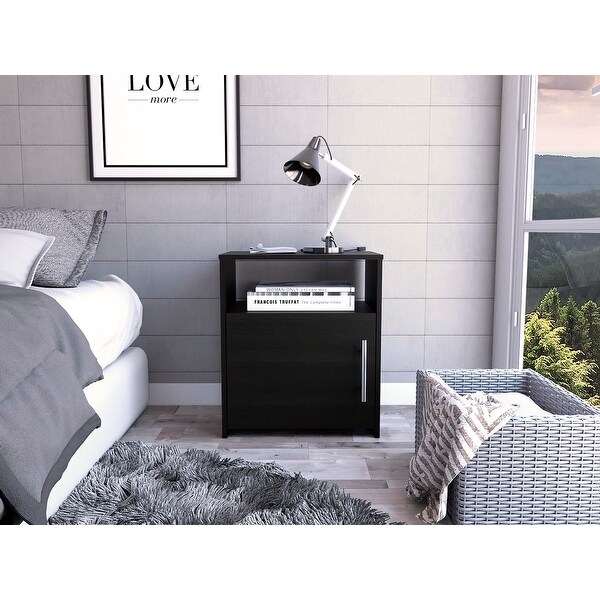 Modern Nightstand with 1 Open Shelf and 1 Door - - 37387782