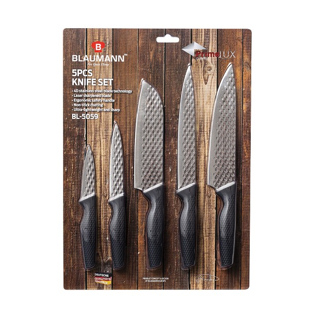 Berlinger Haus 5 Piece Kitchen Knife Set With Ergonomic Soft touch Handles Laser Cut Blade Sharpness Chef Quality Stainless Steel