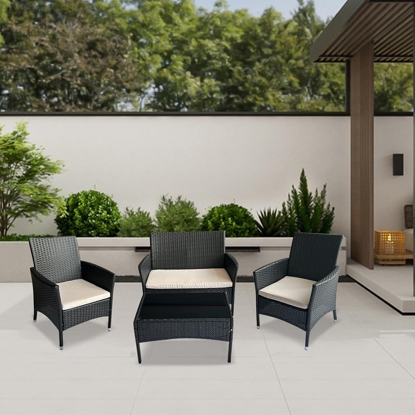 4 Piece Outdoor Patio Conversation Furniture