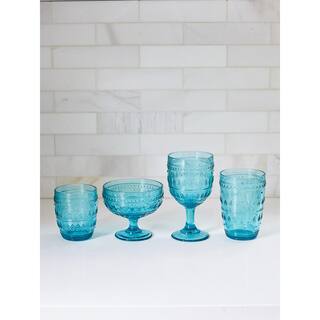 Euro Ceramica Fez 4-Piece 12 oz. Turquoise Wine Glass Set GL-FZ81170TQ