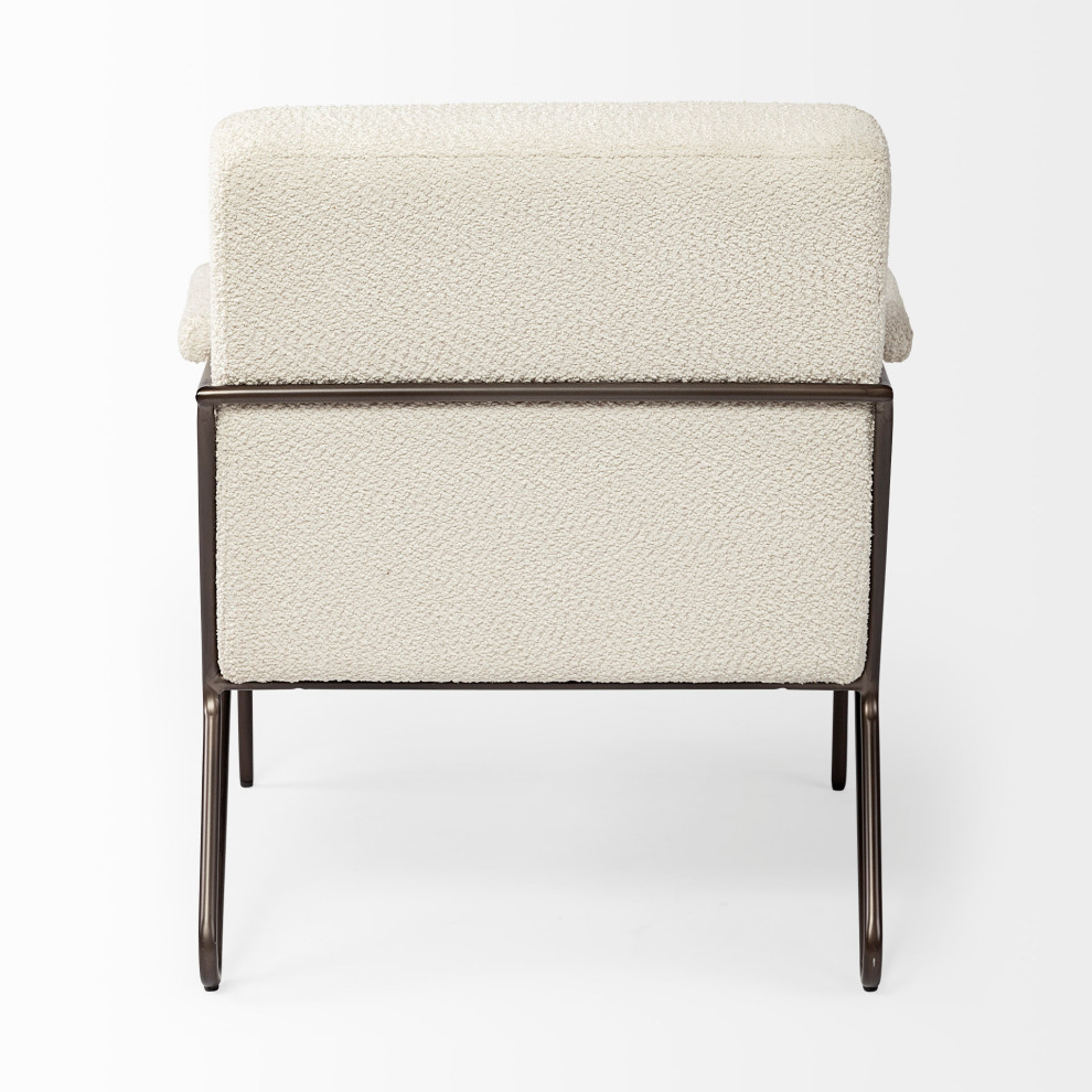 Vicunya Cream Fabric w/ Dark Gray Metal Frame Accent Chair   Midcentury   Armchairs And Accent Chairs   by Mercana  Houzz