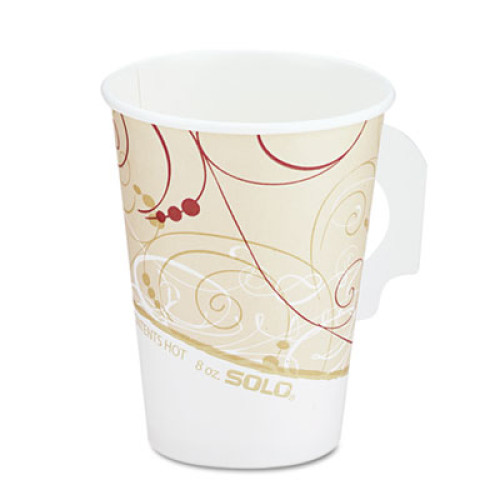 Dart Hot Cups， w/Paper Handle， Symphony Design， 8oz， Beige， 1000/Carton (378HSMSYM)