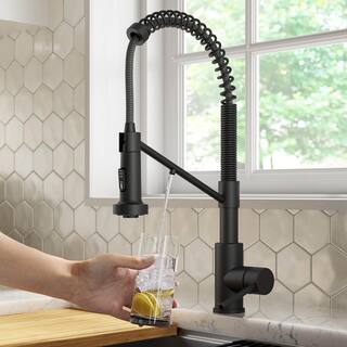 KRAUS Bolden Pull-Down Single Handle Filter Kitchen Faucet in Matte Black with Purita 2-Stage Under-Sink Filtration System FS-1000-KFF-1610MB