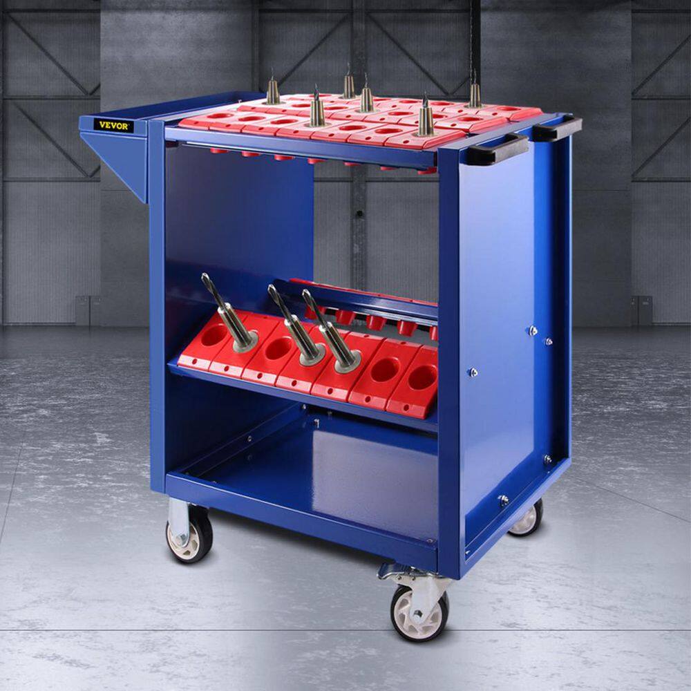 VEVOR 17 in. W Tool Cart 35 lbs. Capacity CNC Tool Cart with Wheels Heavy-Duty with (BT40 35 Capacity in Blue) BT40DJCBLUE000001V0