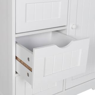 VEIKOUS 23.6 in. W x 11.8 in. D x 31.6 in. H Freestanding Linen Cabinet with Drawers and Shelves in White HP0904-01WH-1