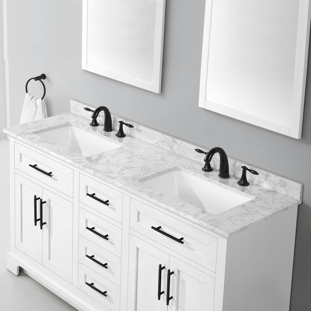 Home Decorators Collection Doveton 60 in. W x 19 in. D x 34.50 in. H Bath Vanity in White with White Cultured Marble Top Doveton 60W