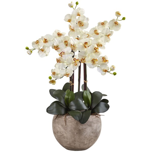 Nearly Natural Multicolored Silk Phalaenopsis Orchid Floral Arrangement