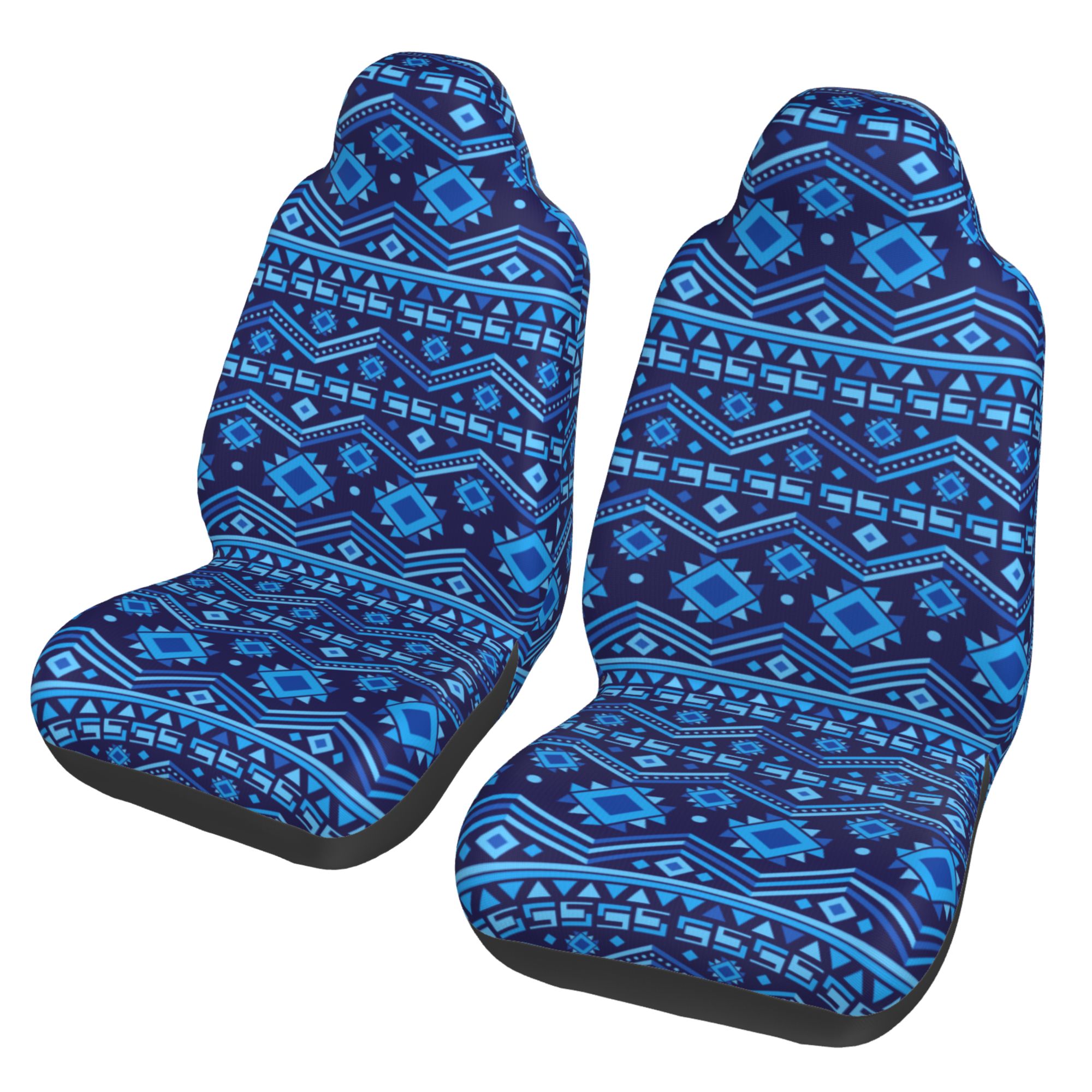 ZICANCN Car Seat Covers Front Seats Only，Blue Shapes Textile Backdrop Automotive Seat Covers Protectors for Cars Trucks Suv 2 Pack