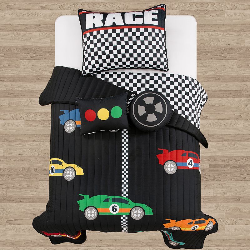 Lush Decor Racing Cars Quilt Set with Shams