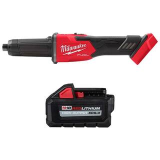 MW M18 FUEL 18V Lithium-Ion Brushless Cordless 14 in. Braking Die Grinder Slide Switch w6.0 ah Battery 2939-20-48-11-1865