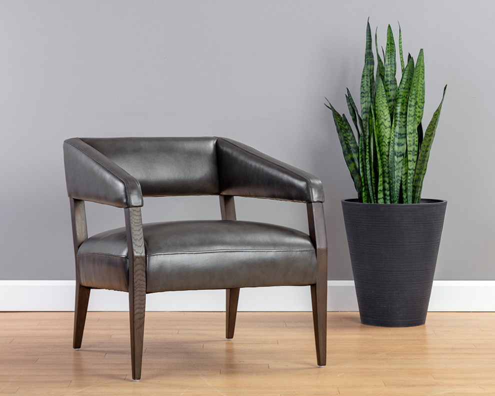 Blaine Lounge Chair   Brentwood Charcoal Leather   Midcentury   Armchairs And Accent Chairs   by Virgil Stanis Design  Houzz