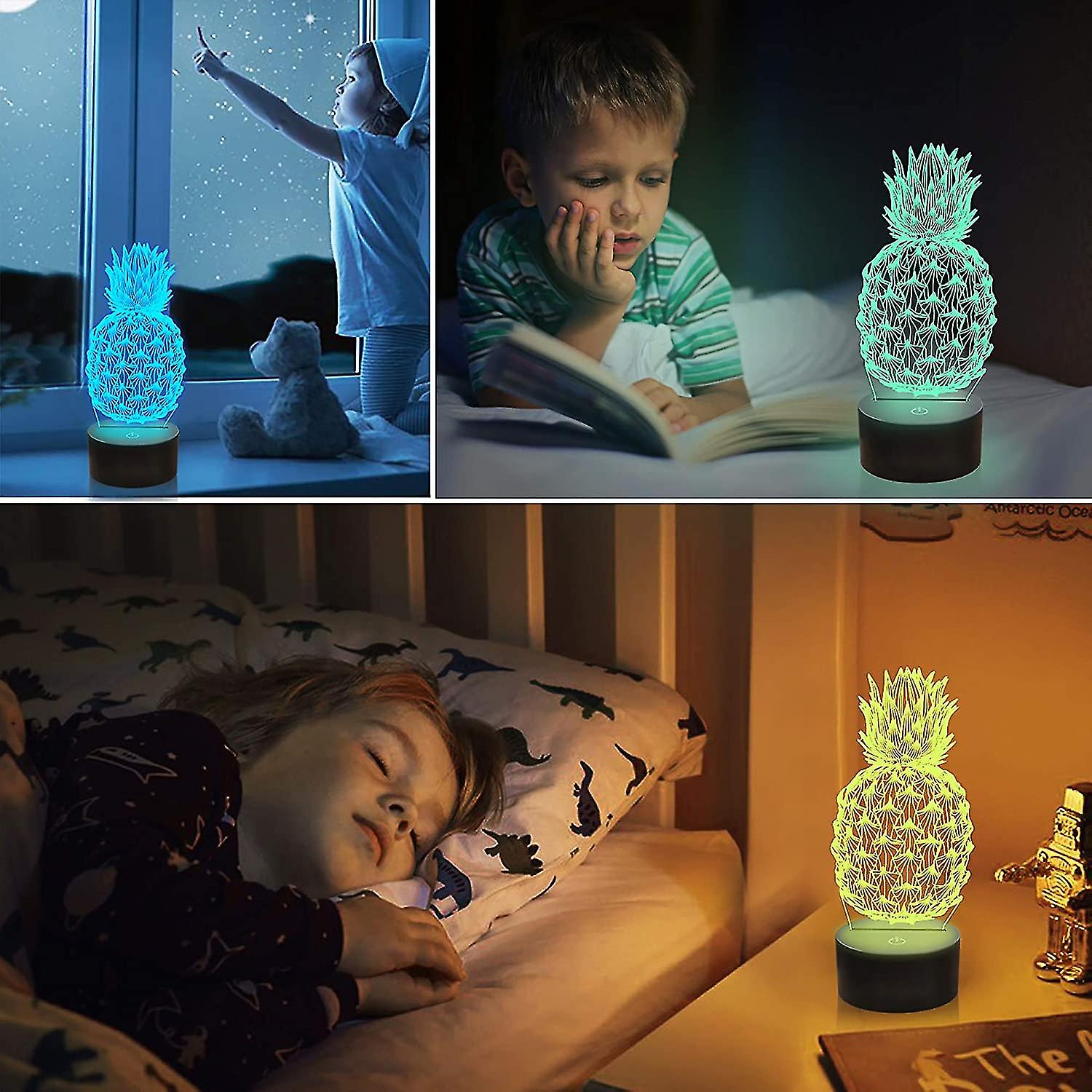 3d Pineapple Lamp， Cool Kids Night Lights 16 Colors Dimmable Changing Lighting， Touch Pineapple Lamp Usb Charge Table Bedroom Decor