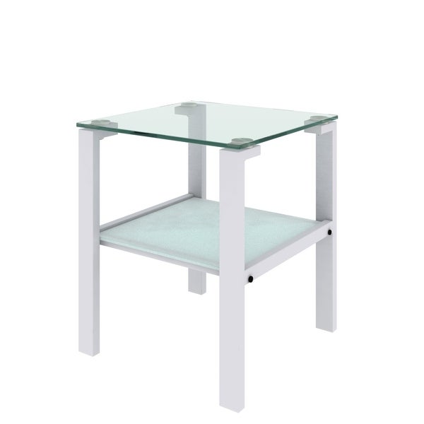 Square Glass End Table Wite Iron Tube Frame