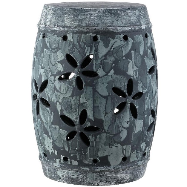 Belna Ceramic Garden Stool Antiqued Grey Safavieh