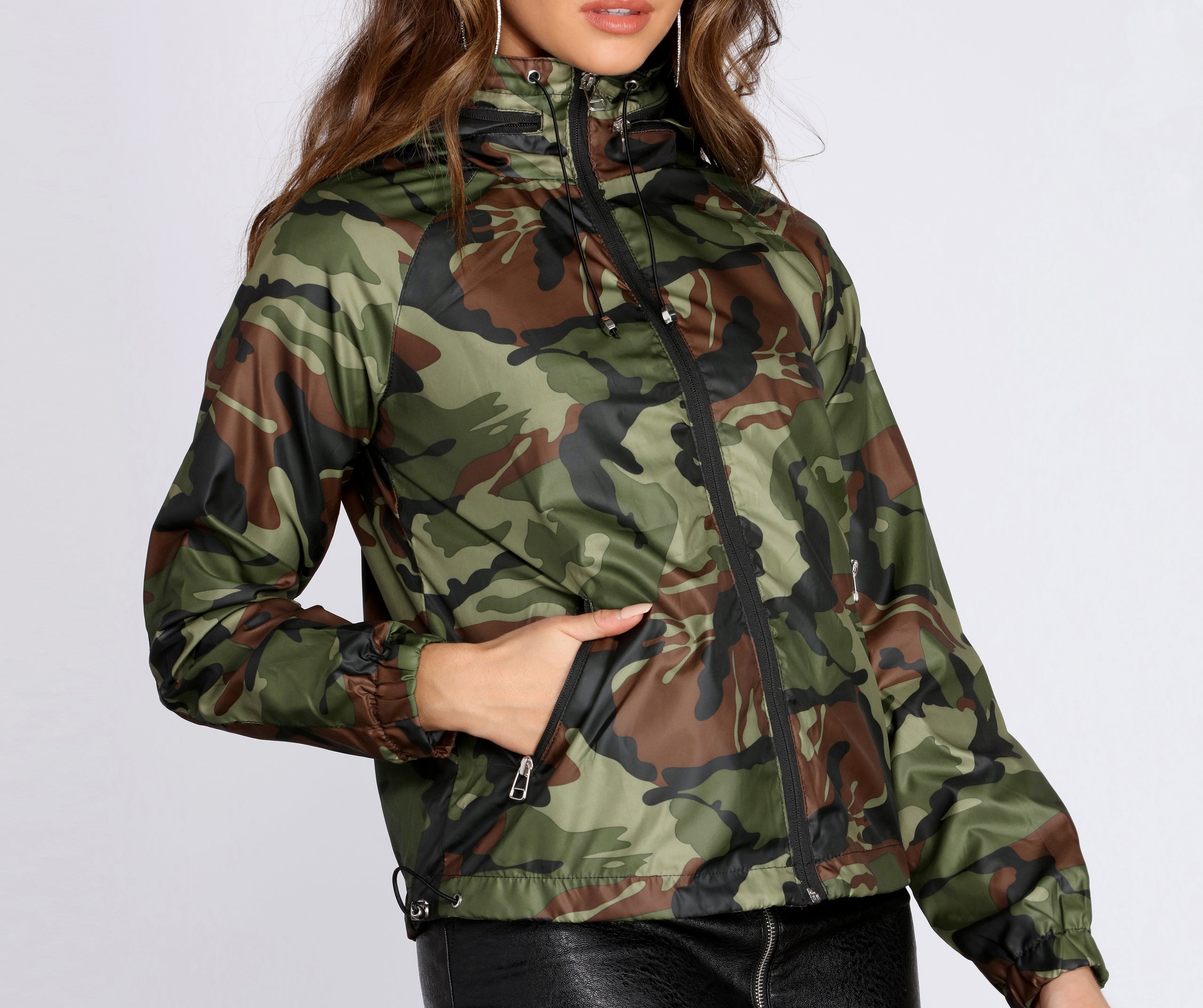 Nylon Camo Hooded Jacket