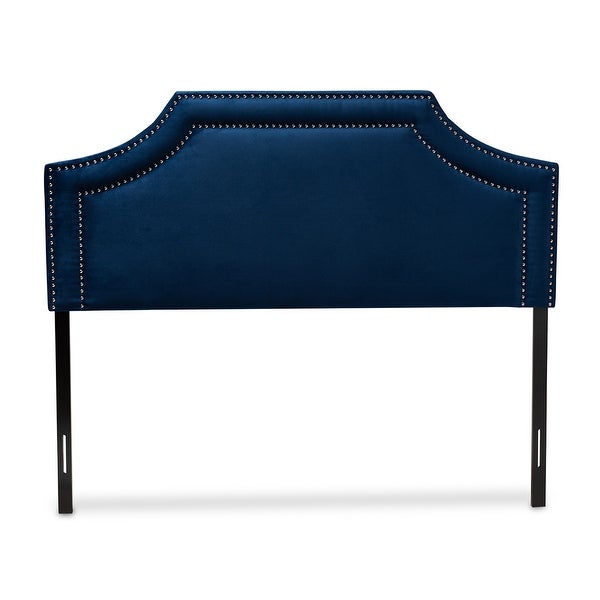 Avignon Modern and Contemporary Navy Blue Velvet Fabric Upholstered King Size Headboard - - 34862667