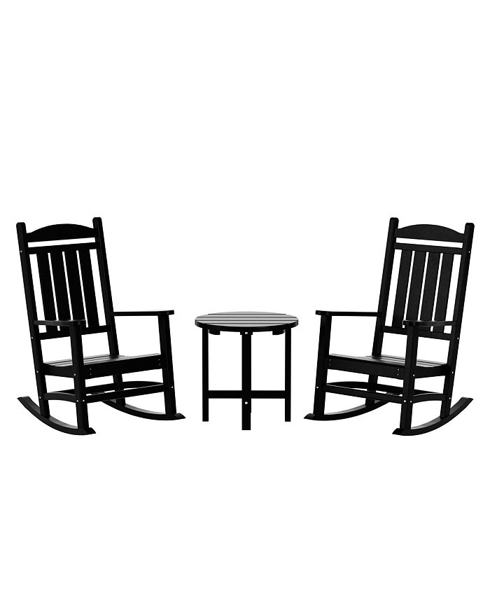 WestinTrends 3 Piece Outdoor Porch Rocking Chairs with Round Side Table Set