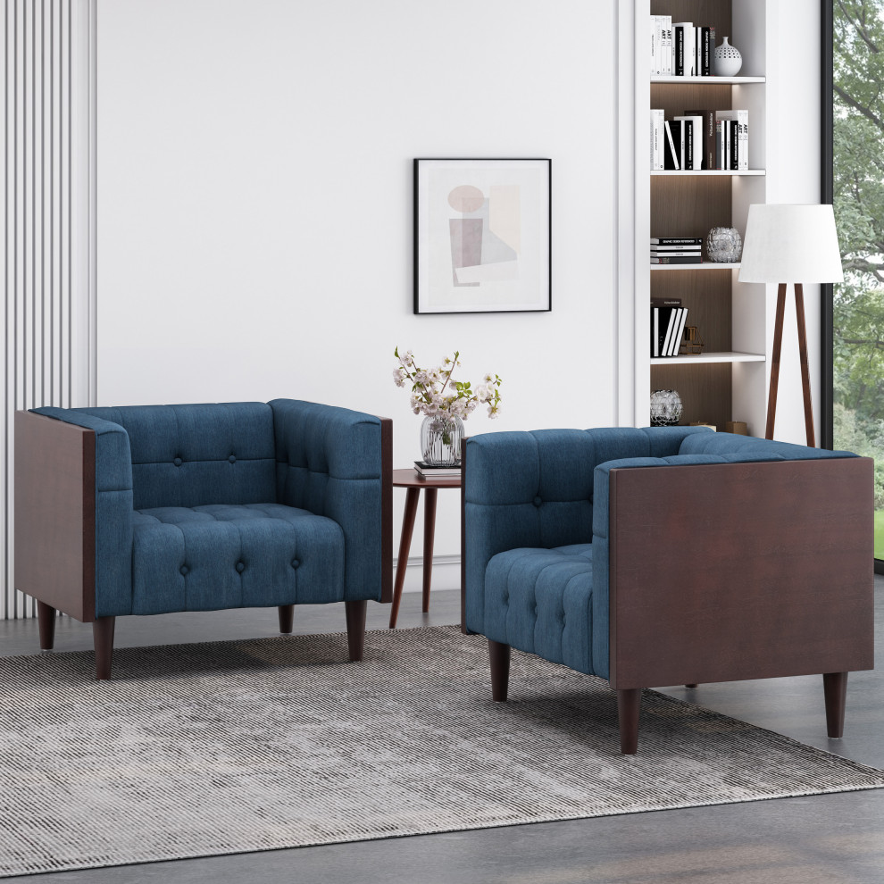 Croton Tufted Club Chairs (Set of 2)   Midcentury   Armchairs And Accent Chairs   by GDFStudio  Houzz