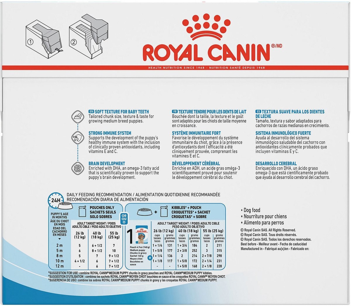 Royal Canin Size Health Nutrition Medium Puppy Chunks in Gravy Dog Food Pouch， 4.9-oz， case of 10