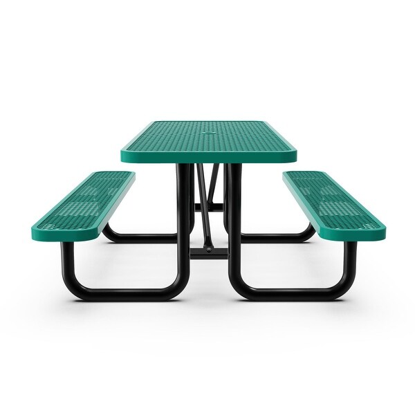 Commercial Grade Expanded Mesh Metal Outdoor Picnic Table with Anchors