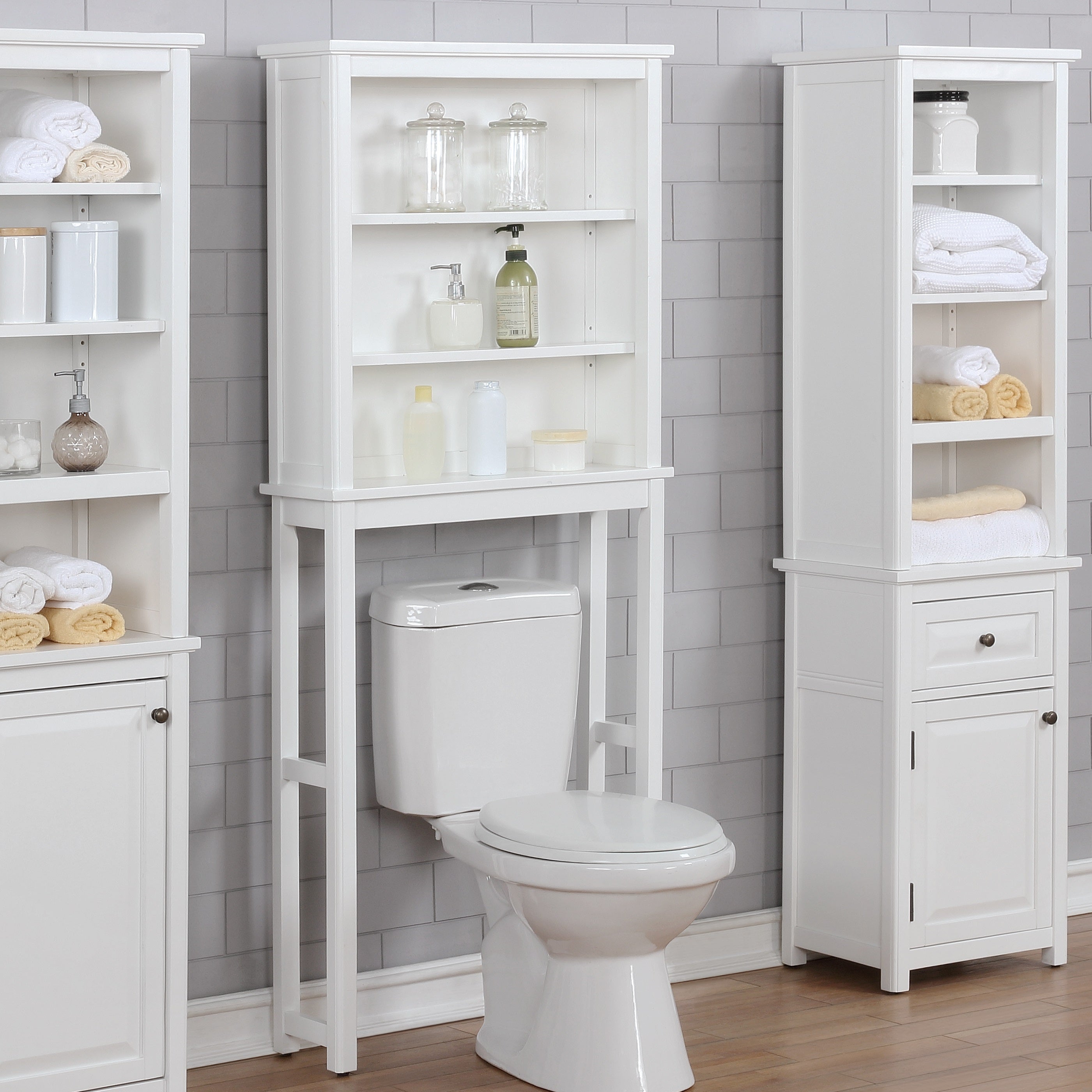 Alaterre Dorset Over the Toilet Space Saver Storage with Open Upper Shelves