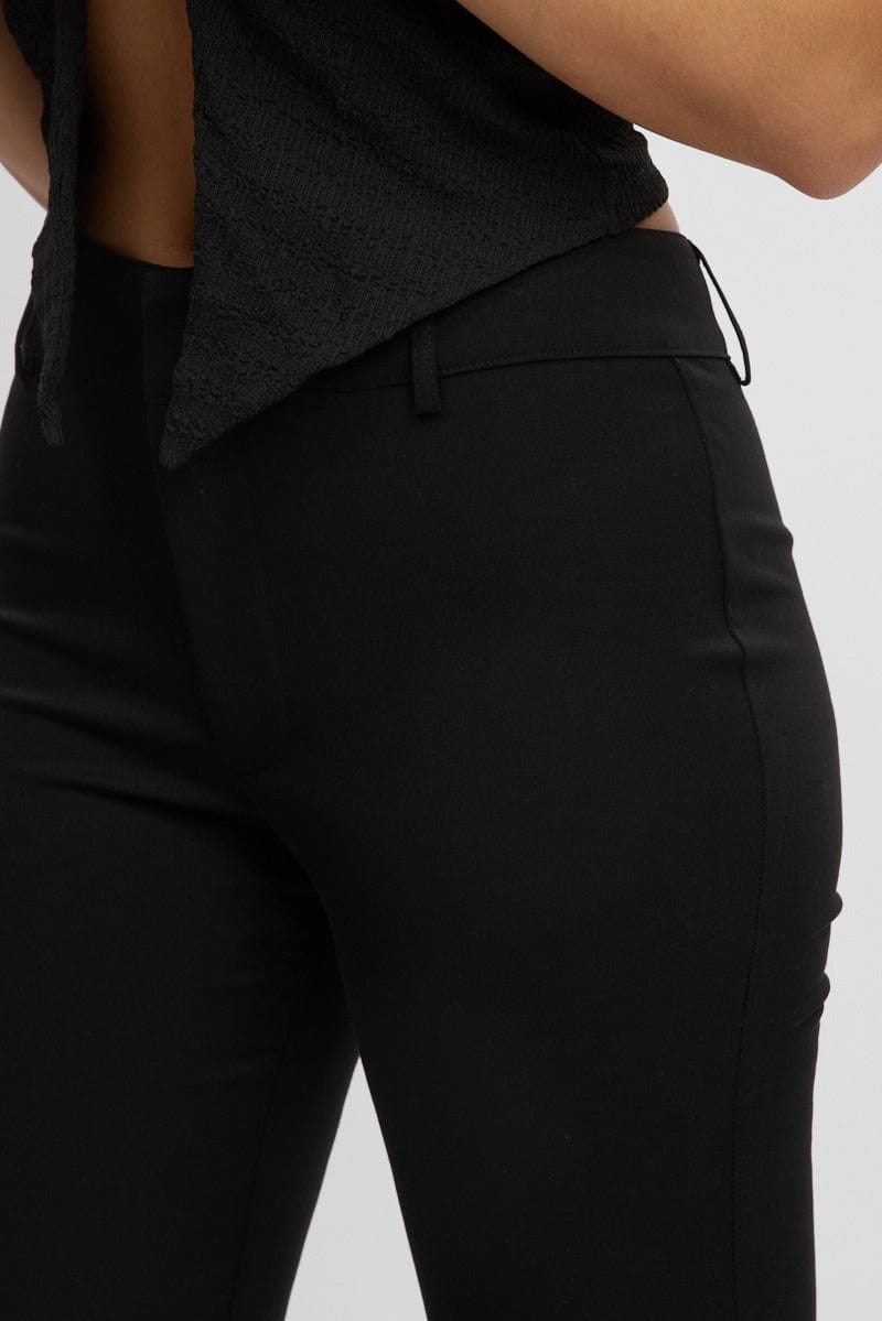 Black Flare Leg Pants Low Rise