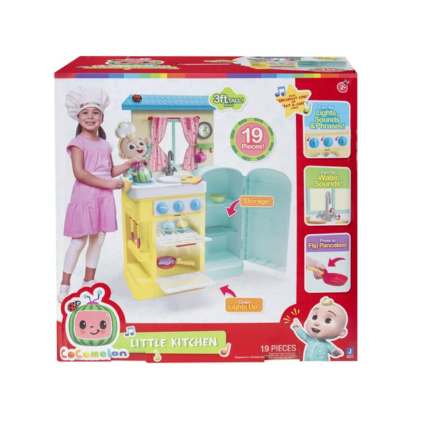 CoComelon 3' Little Kitchen Playset With Lights and Sounds， 19 Pieces