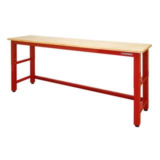 Husky 8 ft. Adjustable Height Solid Wood Top Workbench in Red for Ready to Assemble Steel Garage Storage System G9600R-US1