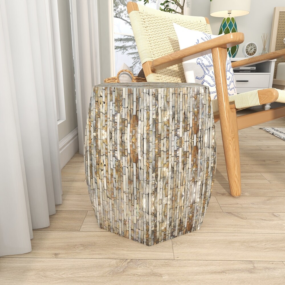 Grey Shell Contemporary Accent Table 16 x 16 x 16